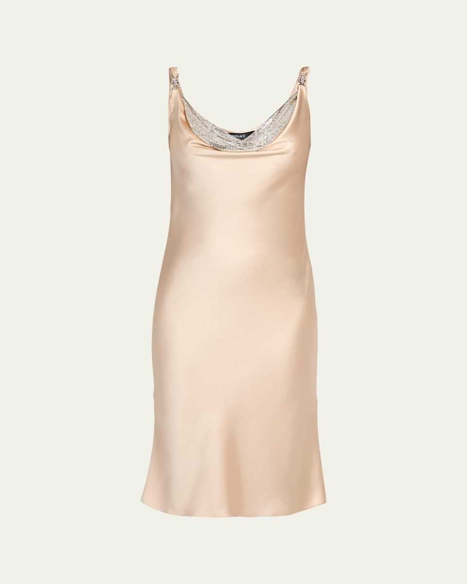 Metal Mesh Satin Cocktail Dress